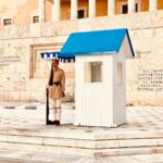 Mediterranean Cruise Part 3: Greece and Turkiye 16 Greek Presidential Guard standing by hut at the Parliament in Athens.