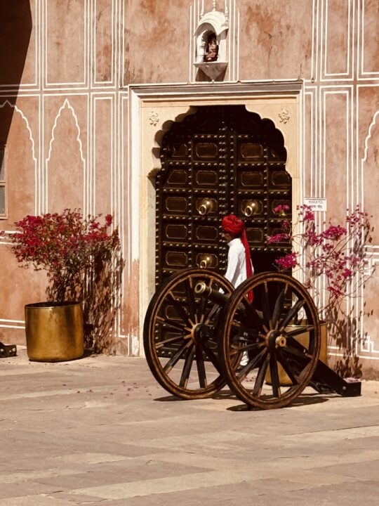 India's Golden Traingle: Jaipur guard at Raj's palace